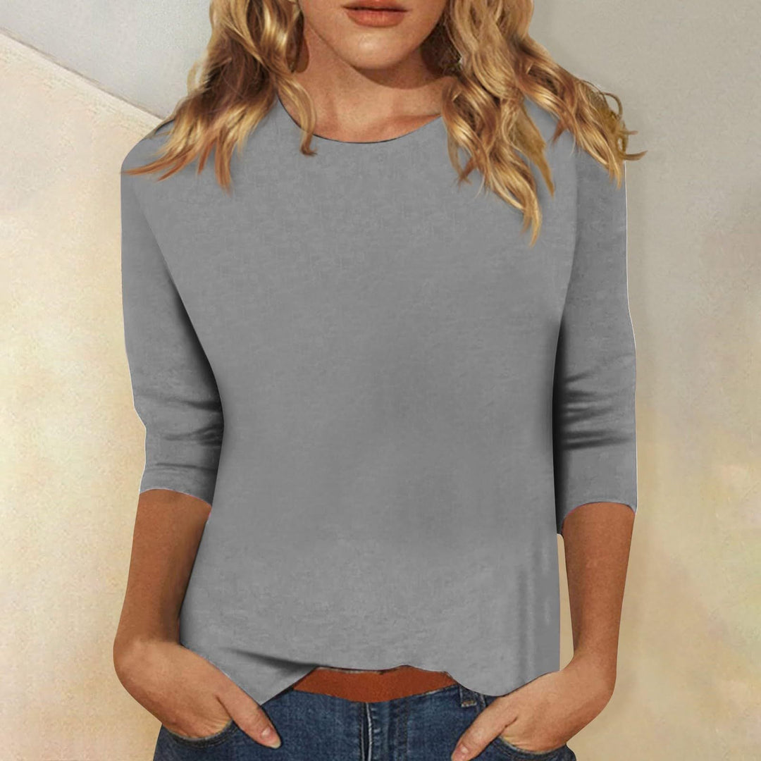 Damen Lockeres Baumwollshirt mit 3/4-Ärmeln