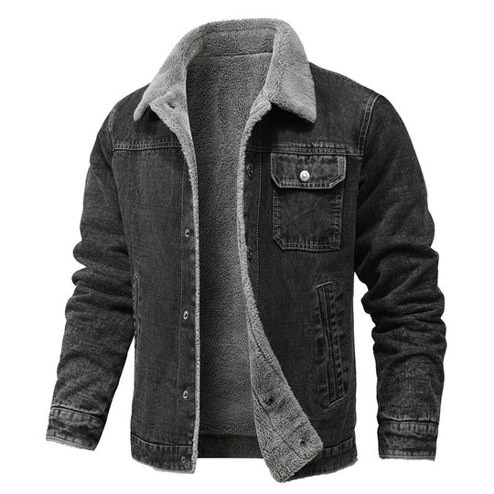 Herren Sherpa-gefütterte Denimjacke mit Teddyfutter und Brusttasche Shop Nory