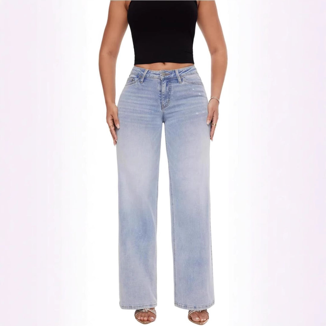 Damen Weite High‑Waist Schlagjeans aus Stretch Denim Shop Nory