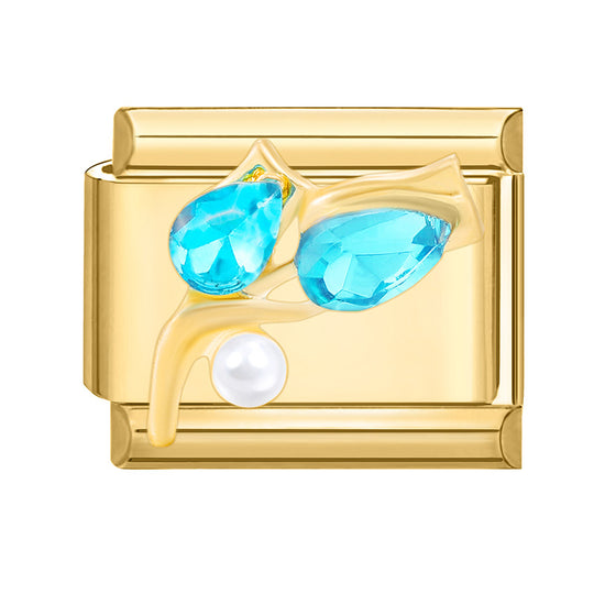 Feiner Italienischer Charm mit Zuchtperlen und Dekorativem Banddetail