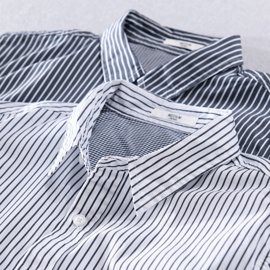 Herren Gestreiftes Overshirt mit Farbblock‑Einsätzen und aufgesetzter Brusttasche Shop Nory
