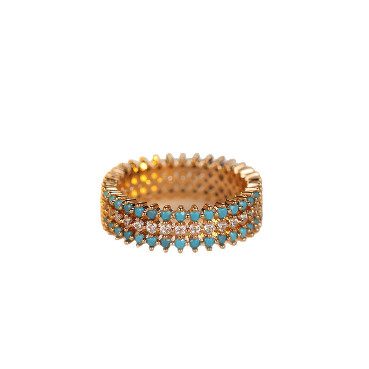 Damen Ring mit funkelnden aquamarinen und glitzernden Zirkonia-Details Shop Nory