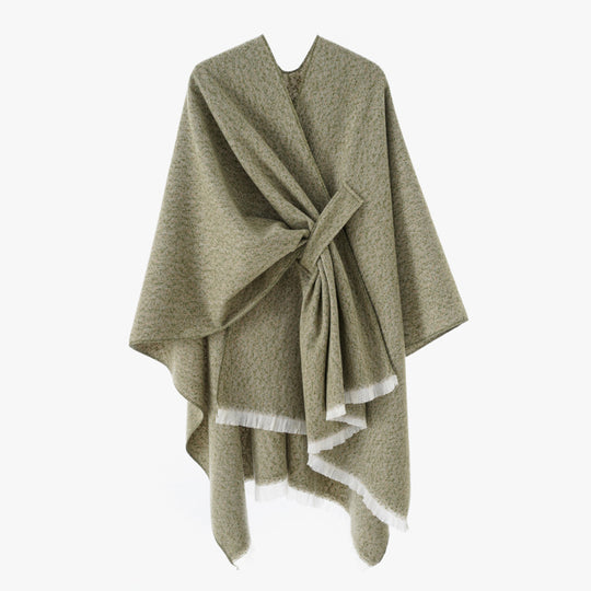 Damen Wollmix-Umhang mit Bindeschlaufe und Fransensaum Shop Nory