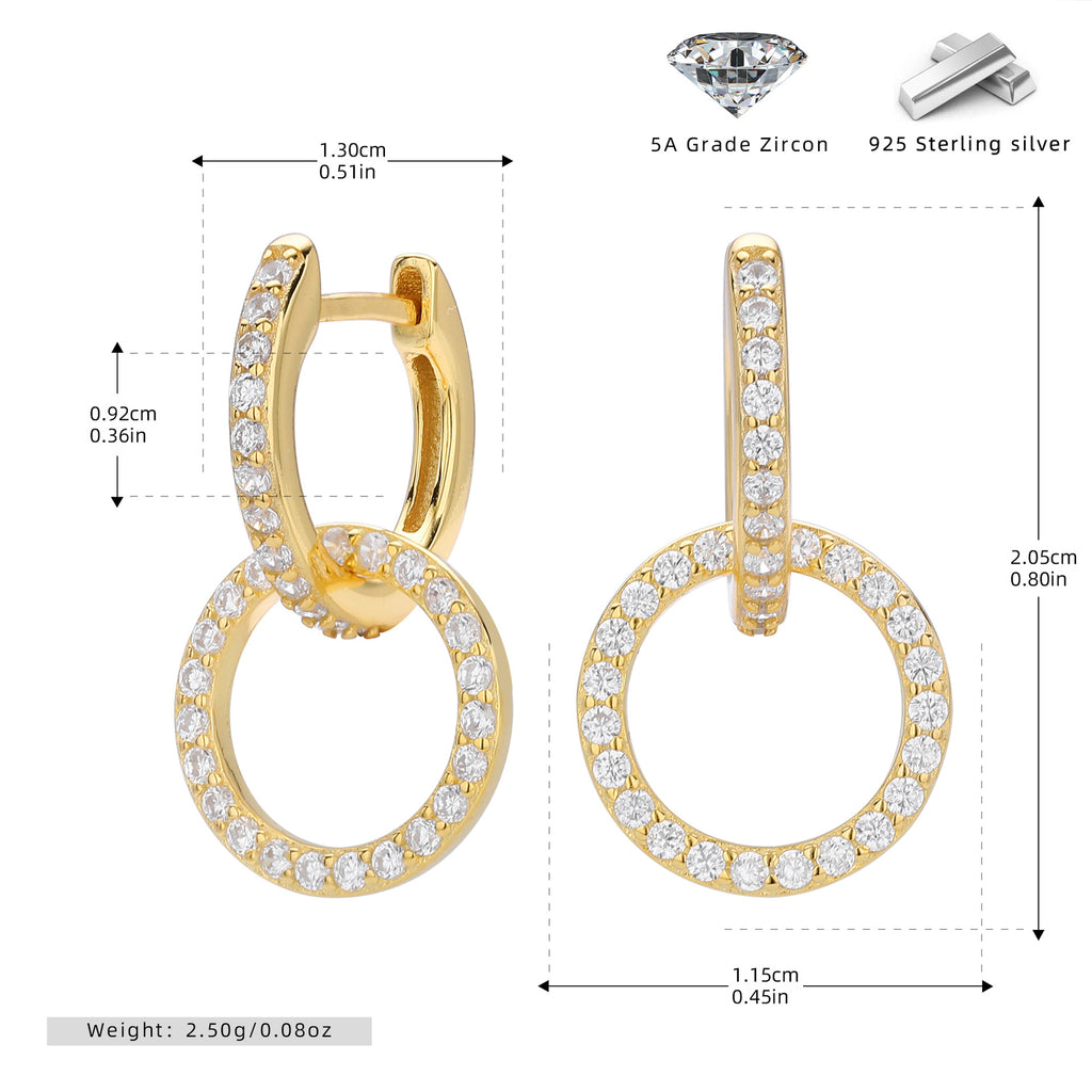 Damen Ohrhänger mit glitzernden Zirkonia in modernem Design Shop Nory