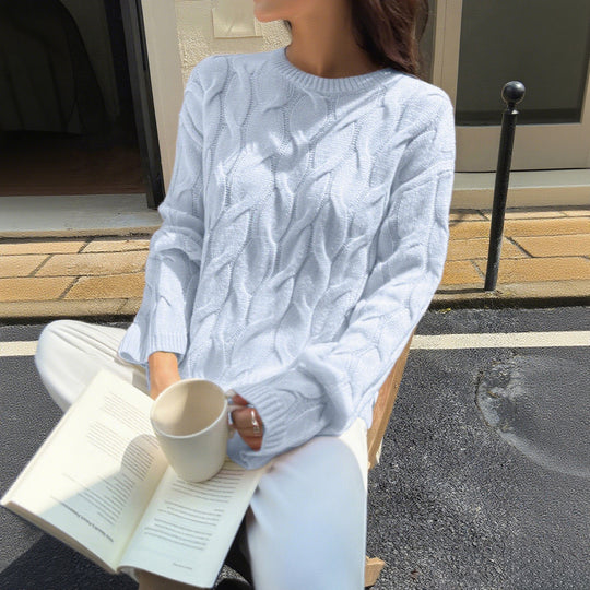 Damen nan oversized Zopfstrickpullover mit Rundhalsausschnitt und weichem Fall Shop Nory