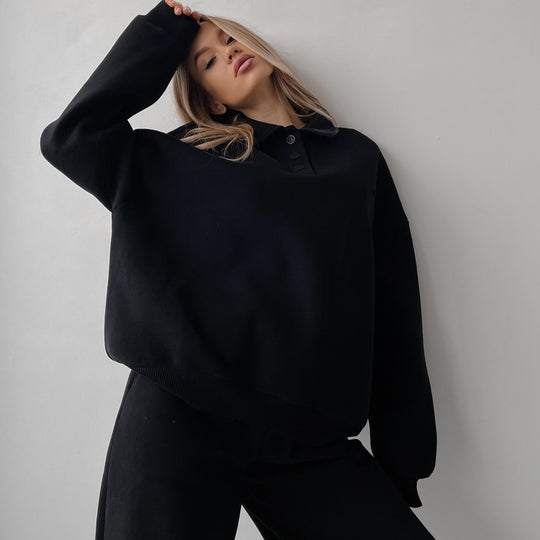 Damen Polo-Sweatshirt und Relax-Fit Jogginghose Set aus French Terry Shop Nory