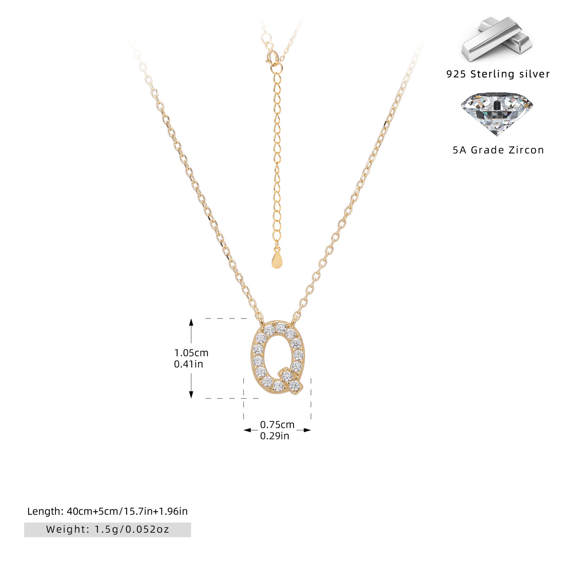 Damen Halskette mit Z-Anhänger und funkelnden Zirkonia Shop Nory