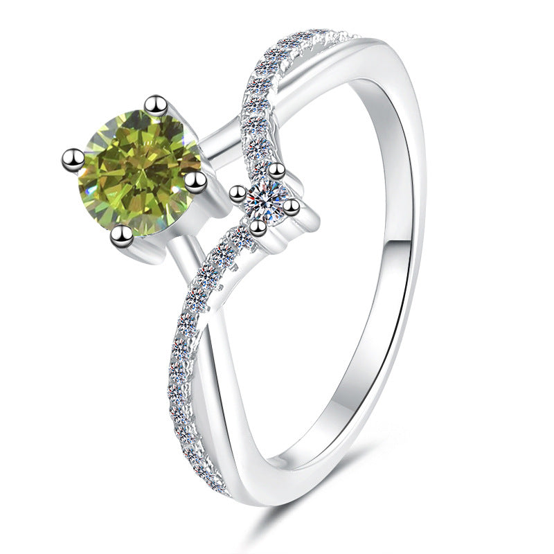 Damen Verlobungsring mit schwarzem Hauptstein und funkelnden Zirkonia-Elementen Shop Nory