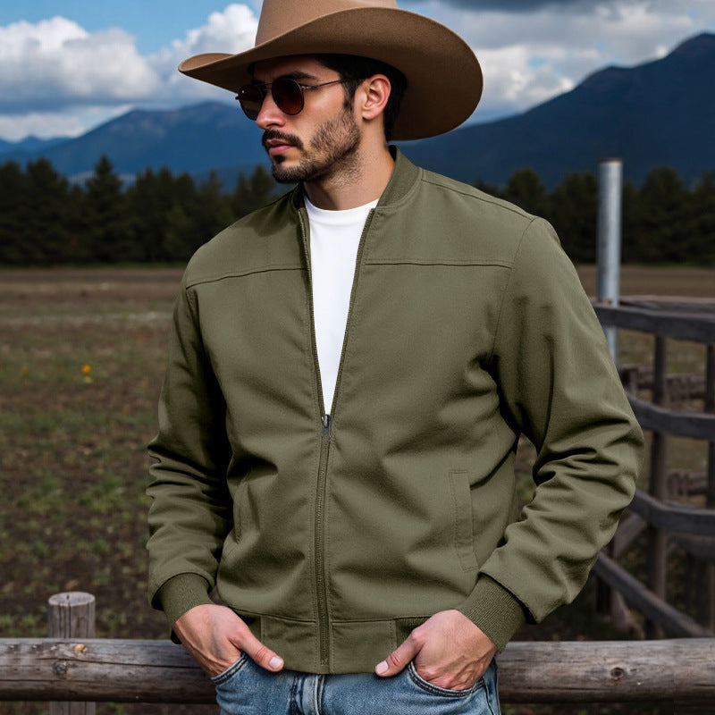 Herren nan Veloursimitation Blouson mit Stehkragen, elastischen Rippbündchen und verdecktem Reißverschluss Shop Nory
