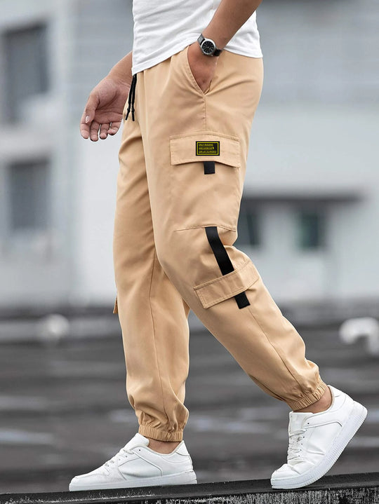 Herren modische Cargo-Joggerhose mit elastischem Bund, Kordelzug und mehreren Sicherheits- und Klappentaschen Shop Nory