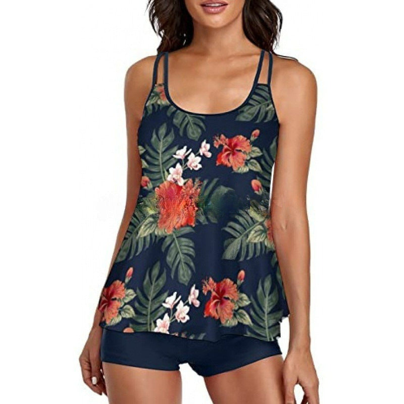 Damen Sportliches Tankini-Set mit bequemem Shorts und verstellbaren Trägern Shopnory