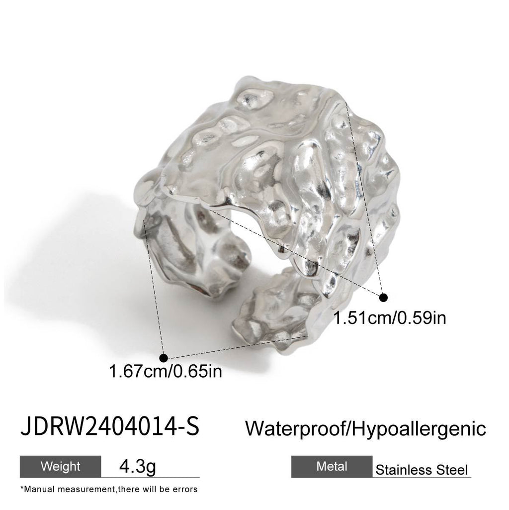Damen Offener Ring mit elegantem Wellen-Design aus hypoallergenem Edelstahl Shop Nory
