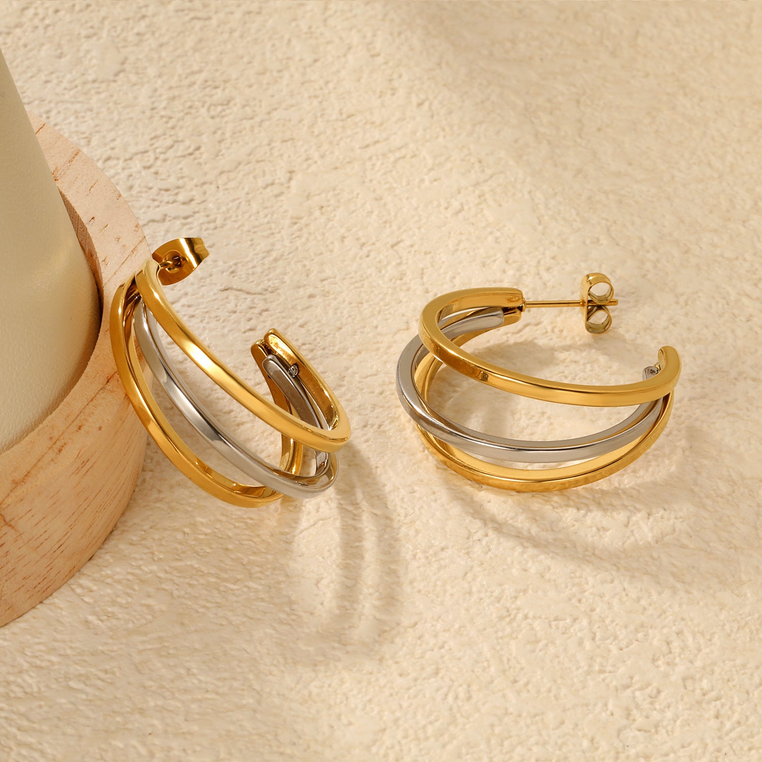 Damen Creolen mit elegantem Doppelring-Design Shop Nory