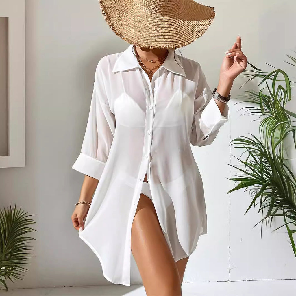 Damen transparenter Strandüberwurf