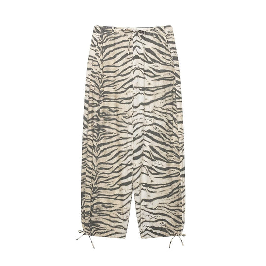 Damen Weite Palazzohose mit Tunnelzugbund, Kordelzügen und animalischem Print Shop Nory