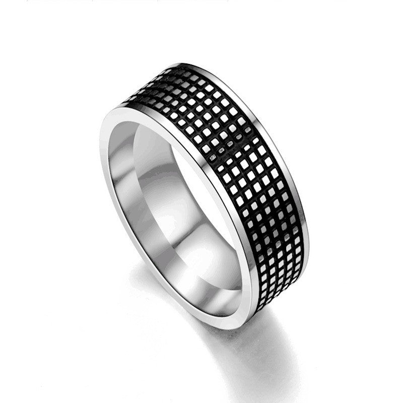 Herren Ring mit modernem, strukturiertem Karomuster Shop Nory