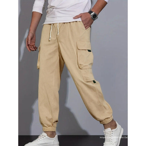 Herren Cord-Cargo-Jogginghose mit Tunnelzug und multifunktionalen Klapp- & Reißverschlusstaschen Shop Nory
