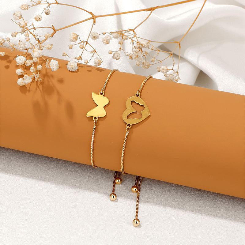 Damen Armband mit filigranem Schmetterlings- und Herzdesign Shop Nory