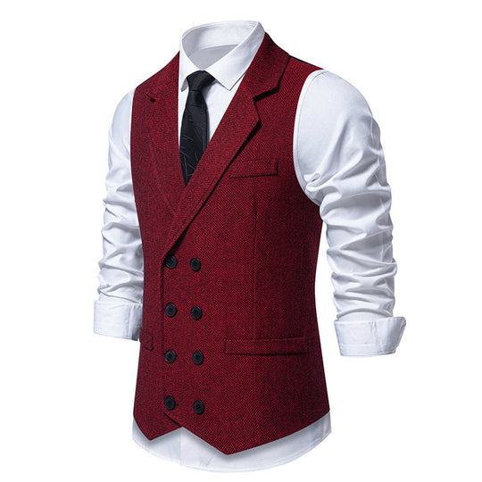 Herren elegante Herringbone-Weste mit doppelter Knopfleiste