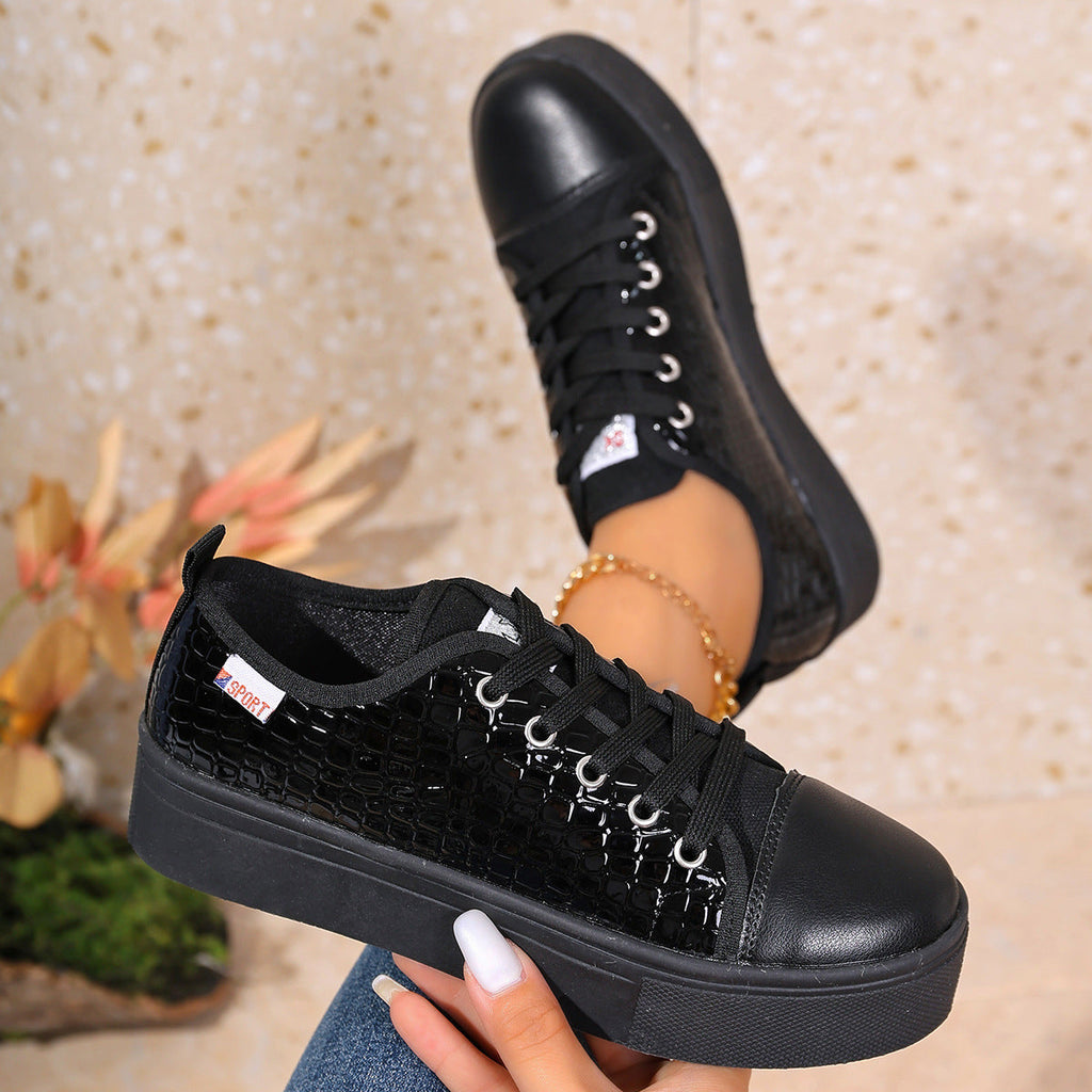 Damen Sneakers mit strukturiertem Obermaterial und bequemem Plateau Shopnory