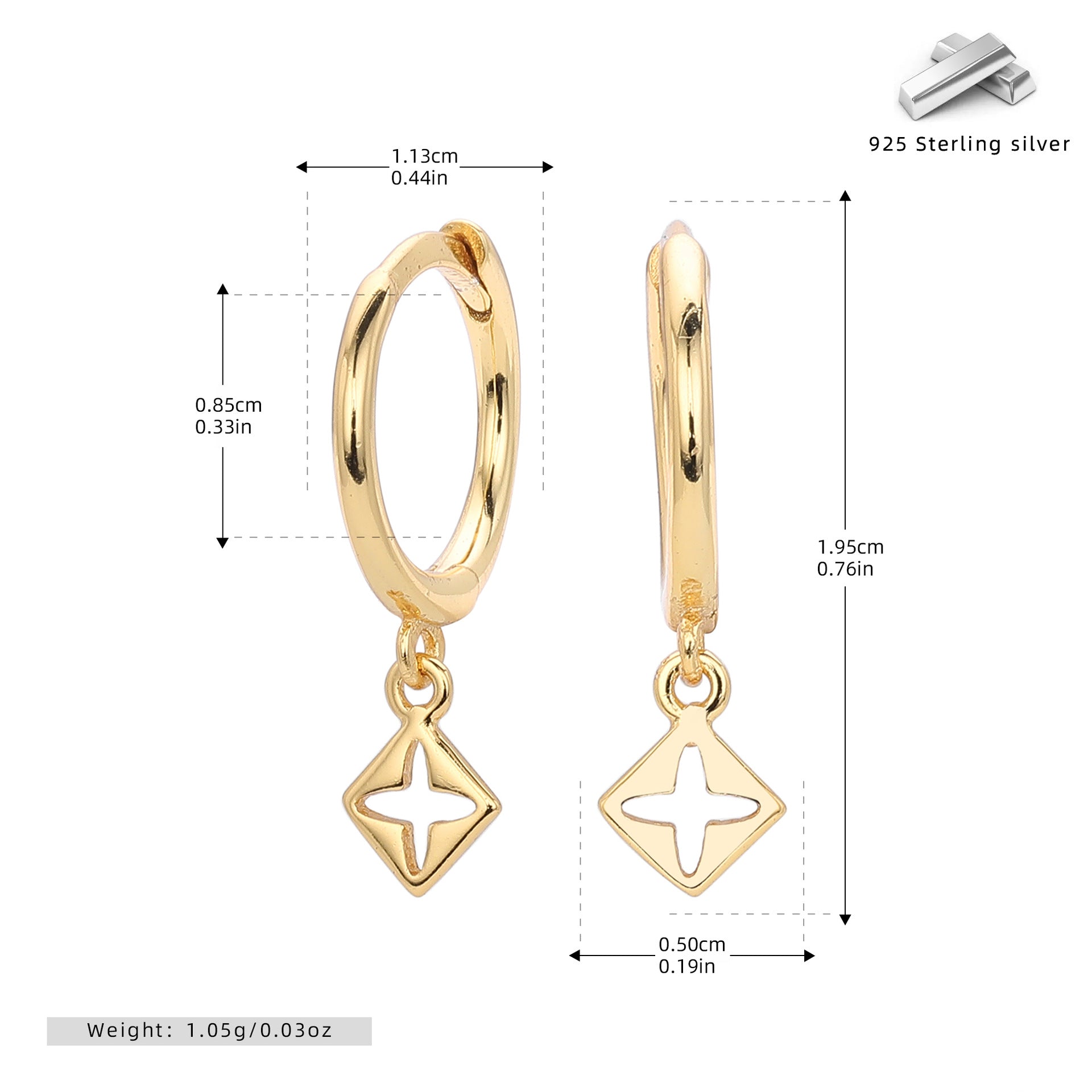 Damen Creolen mit filigranem Anhängerdesign Shop Nory