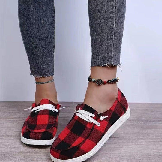 Damen Freizeit-Slip-On Schuhe mit elastischen Schnürdetails und rutschfester Sohle