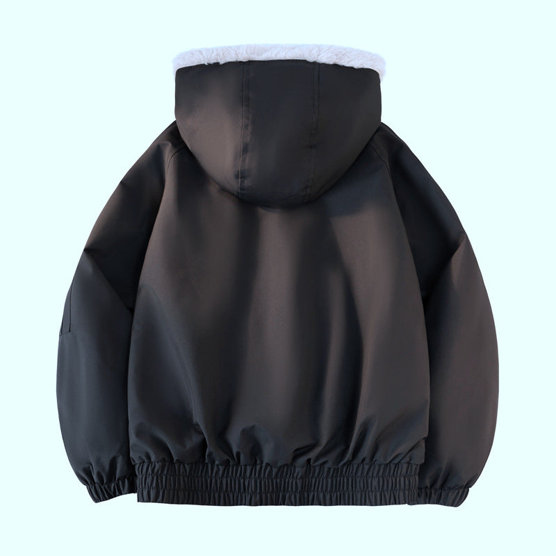 Herren Kapuzen-Bomberjacke mit Teddyfutter, wasserabweisender Außenhülle und Utility-Taschen Shop Nory