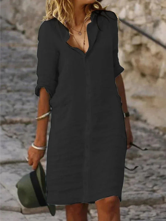 Damen Lässiges Hemdkleid mit Schicken Details