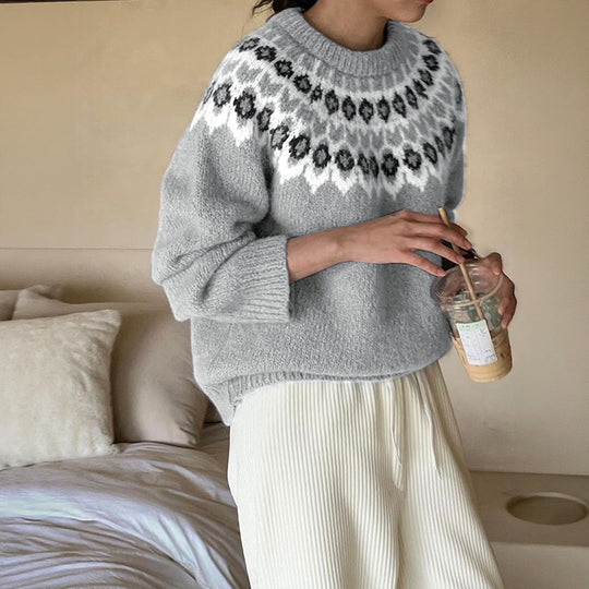 Damen Gemusterter Strickpullover mit Norweger-Motiv Shop Nory