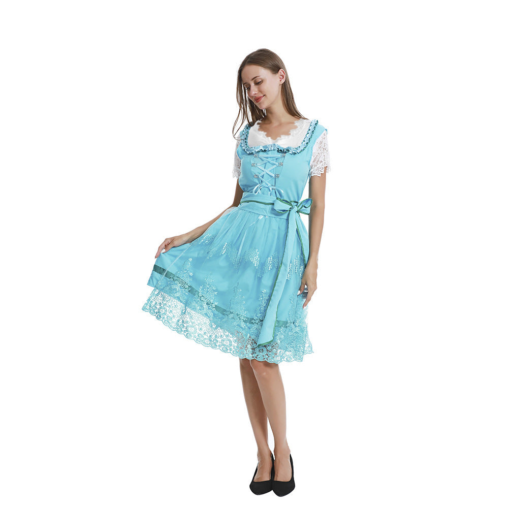 Damen nan romantisches Alpenkleid mit geschnürtem Mieder, Spitzeneinsatz und Taillenschärpe Shop Nory