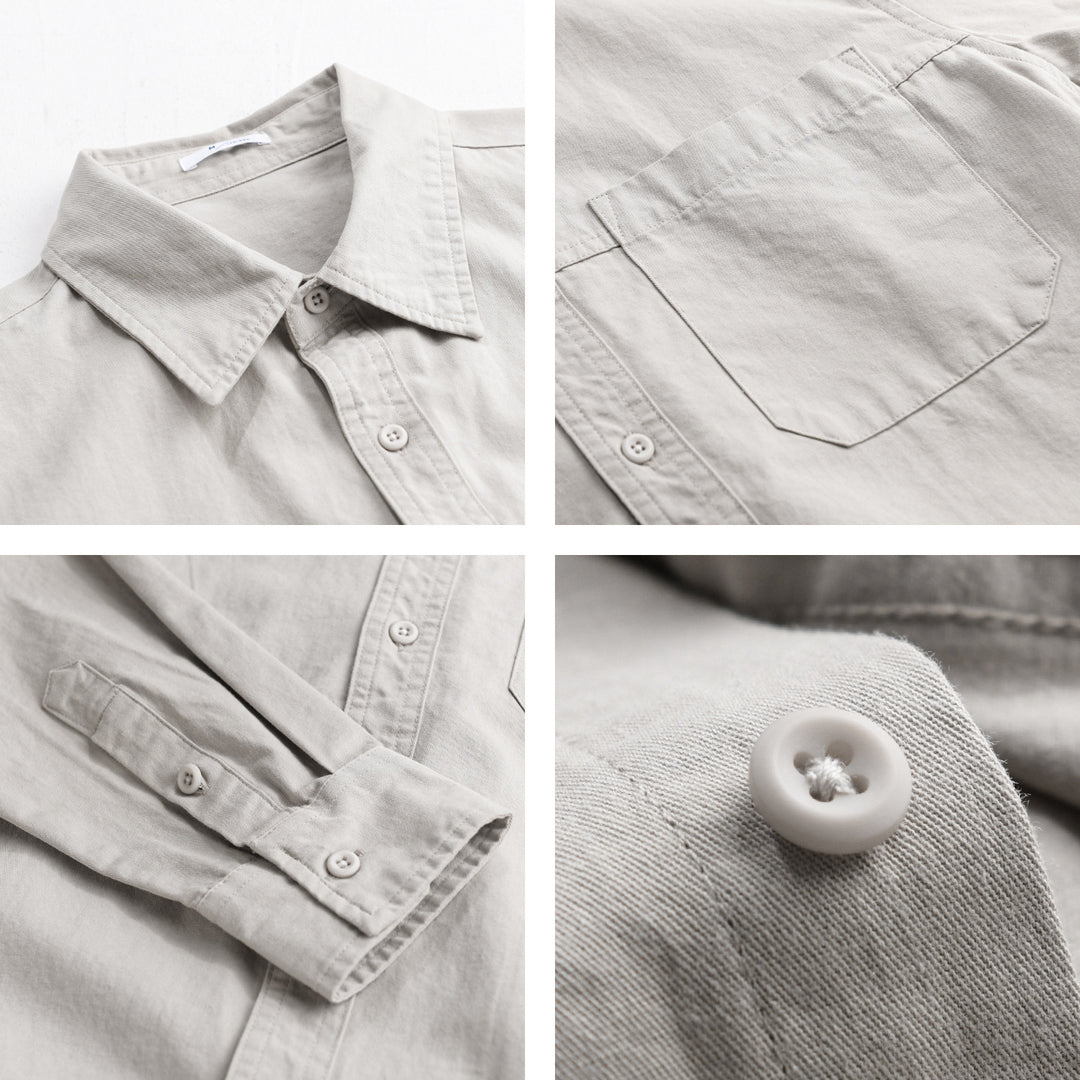 Herren Leichtes Hemdjacken-Overshirt aus gewaschenem Baumwoll-Twill mit Brusttasche Shop Nory