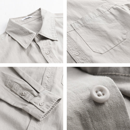Herren Leichtes Hemdjacken-Overshirt aus gewaschenem Baumwoll-Twill mit Brusttasche Shop Nory