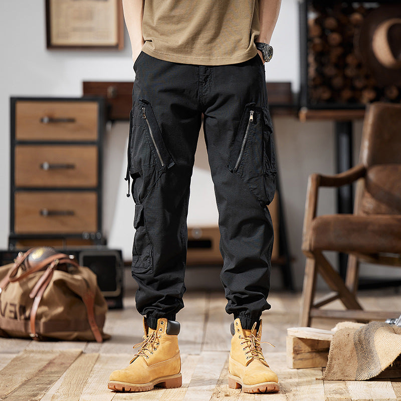 Herren Multitaschen-Cargohose mit Reißverschlusstaschen und elastischem Beinabschluss Shop Nory