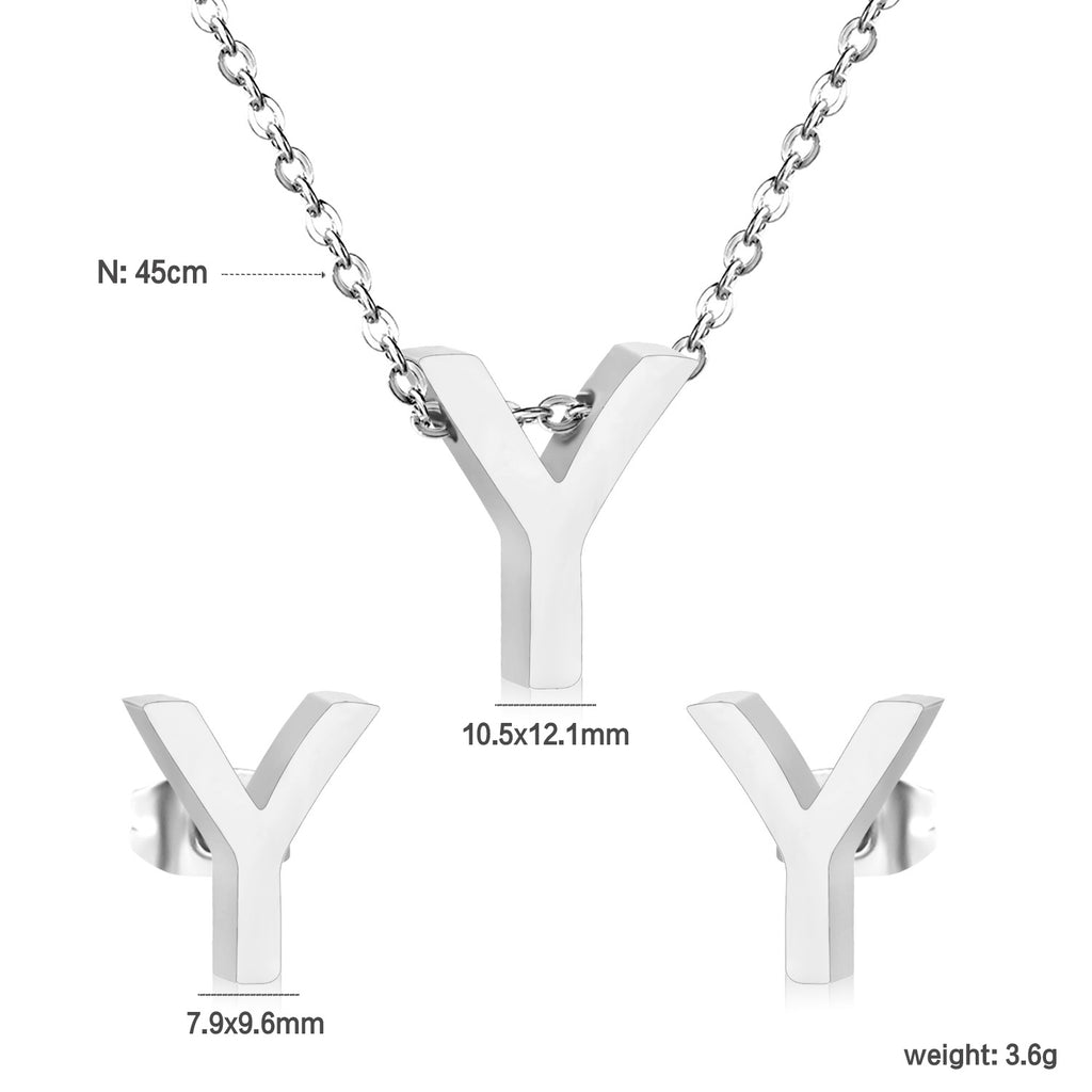 Damen Schmuckset mit K-Anhänger und passenden Ohrsteckern Shop Nory