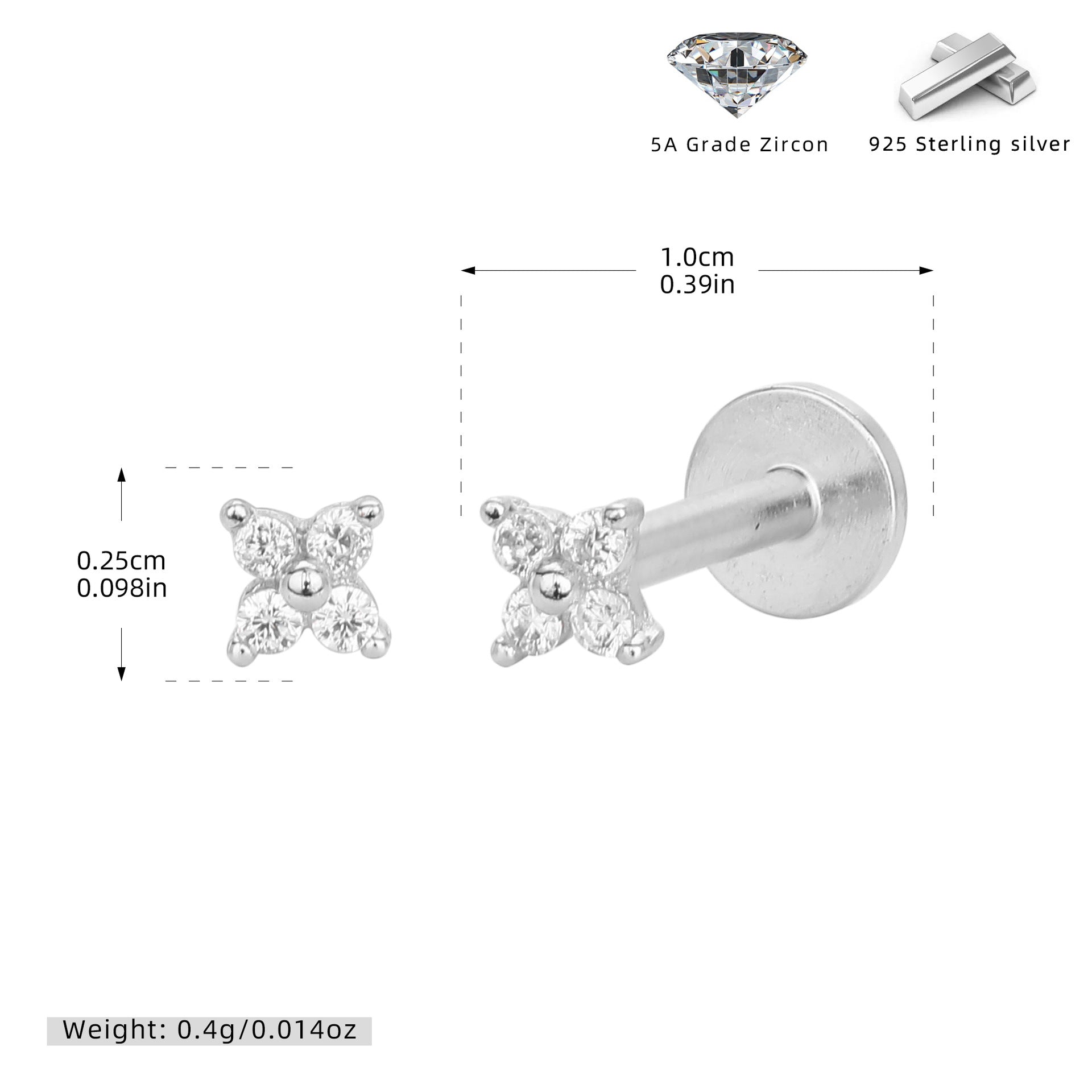 Damen Ohrstecker mit funkelnden Zirkonia-Elementen aus 925 Sterling Silber Shop Nory