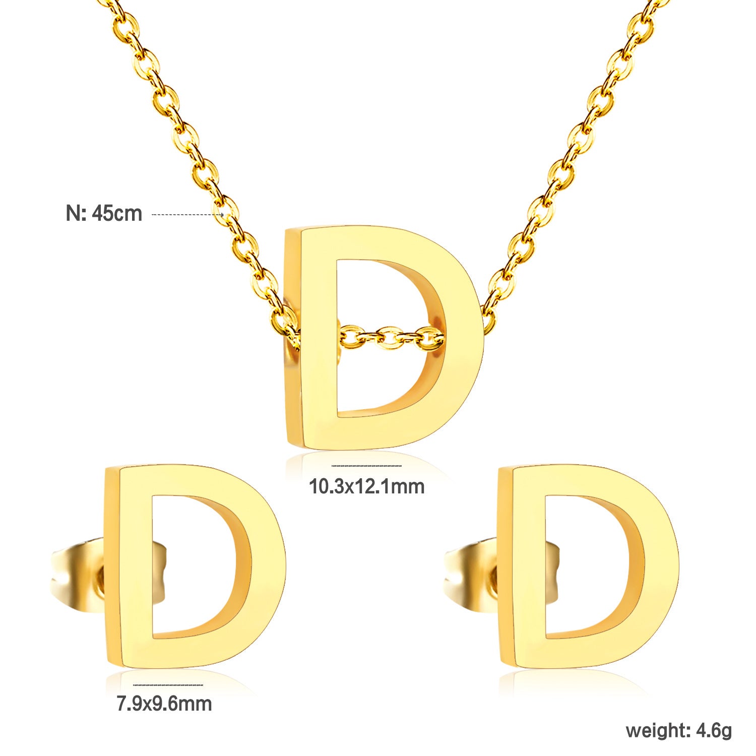 Damen Schmuckset mit K-Anhänger und passenden Ohrsteckern Shop Nory