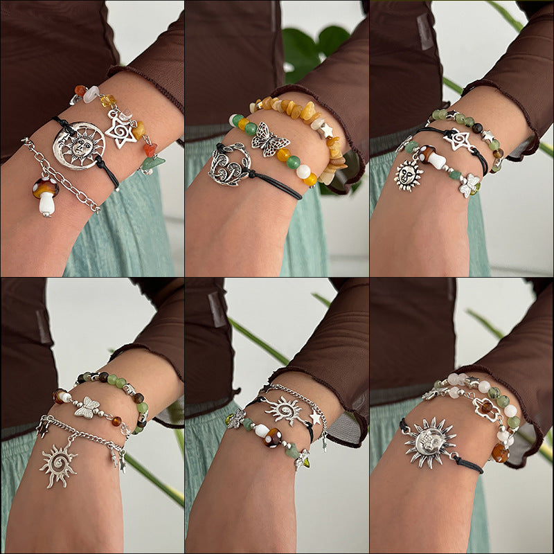 Damen Modeschmuck-Armband mit Sonne und bunten Perlen Shop Nory