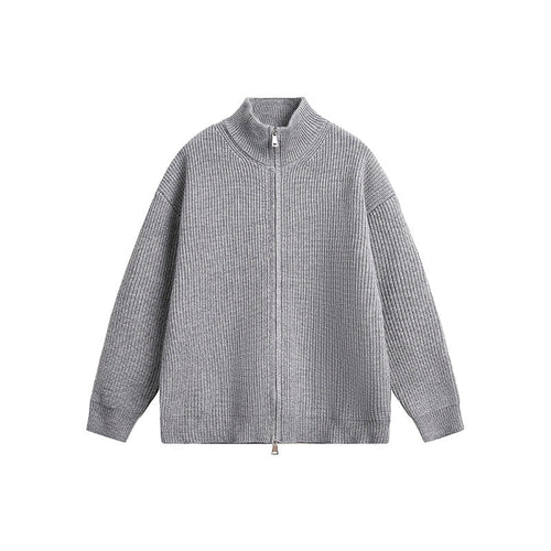 Herren Grobstrickjacke mit hohem Kragen und durchgehendem Reißverschluss Shopnory