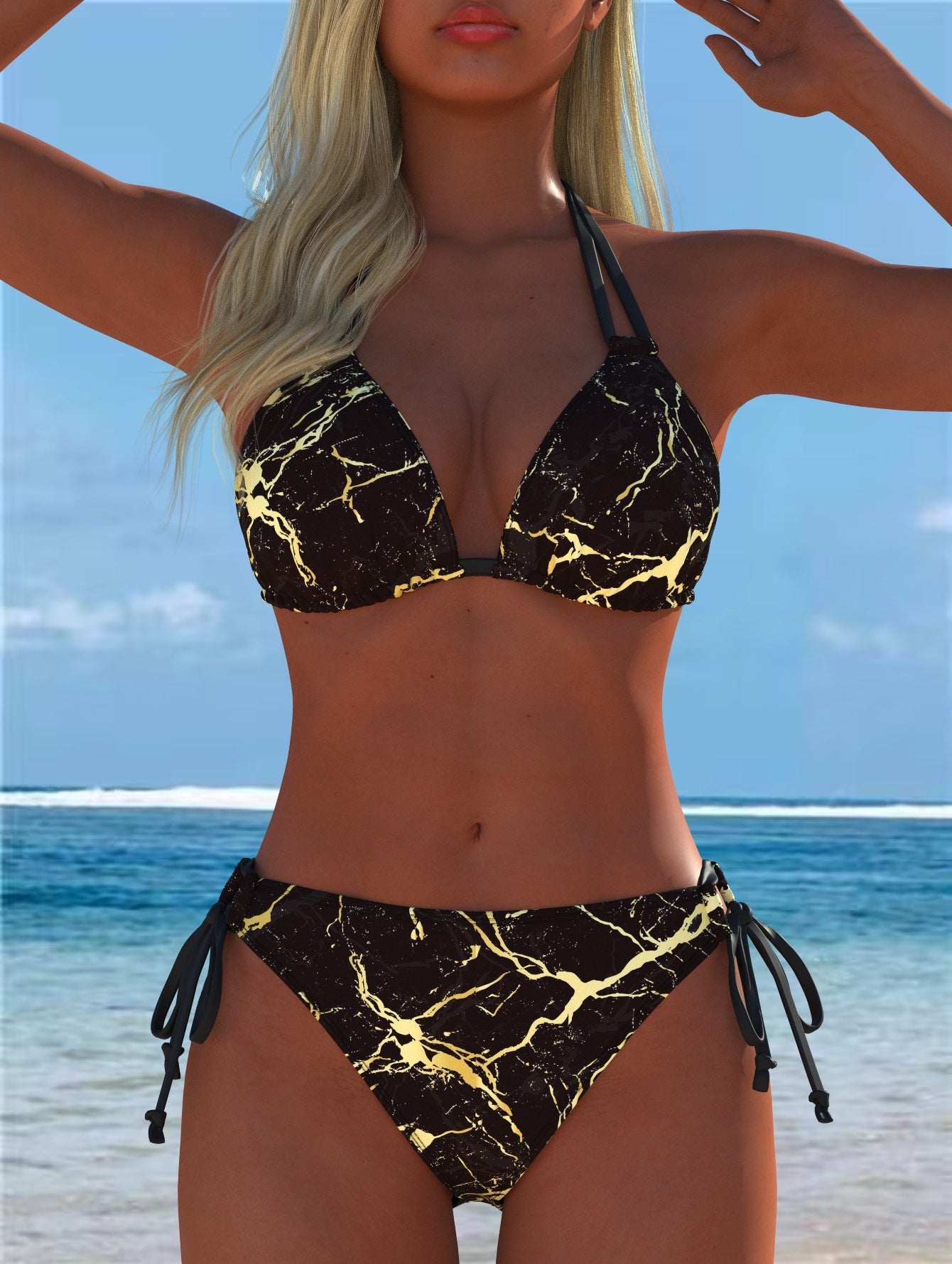 Damen Bikini-Set mit verspieltem Schnitt und trendigem Mustermix Shopnory