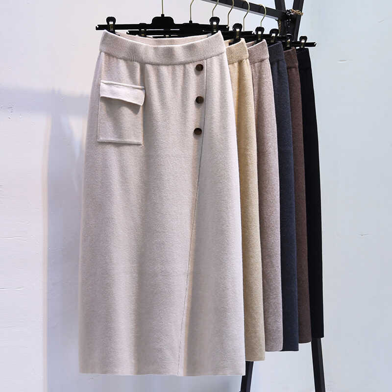 Damen Eleganter Strickrock mit praktischer Seitentasche Shop Nory