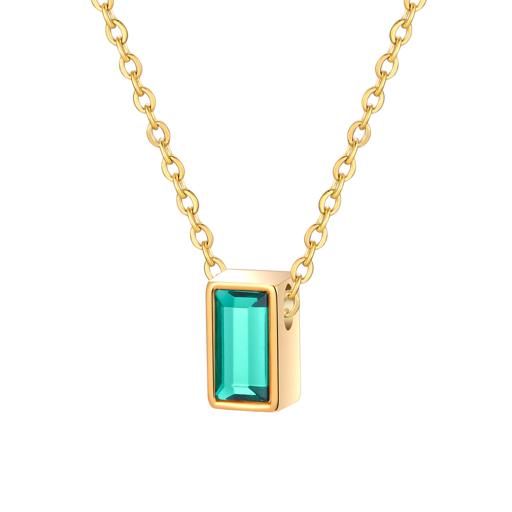 Damen Halskette mit elegantem rechteckigem Anhänger und funkelndem Stein Shop Nory