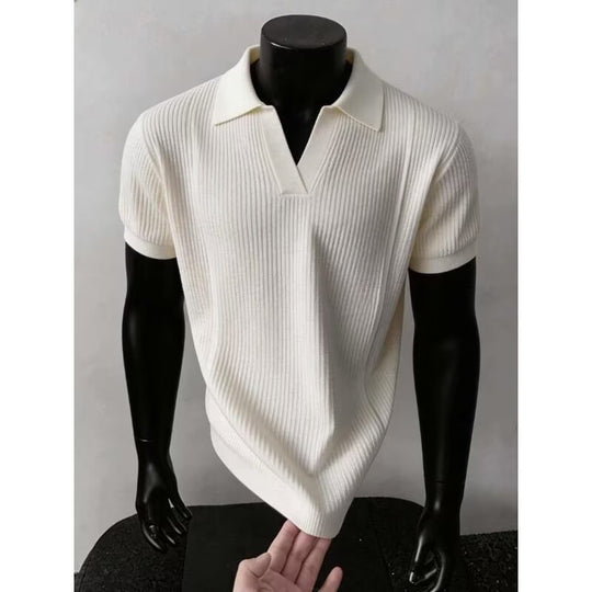 Herren Modisches Strickpoloshirt mit V-Ausschnitt Shop Nory