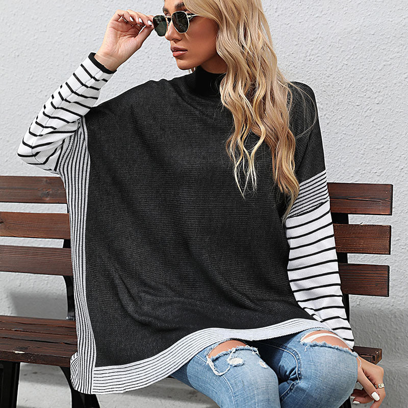 Damen Lässiger Pullover mit gestreiften Ärmeln Shop Nory