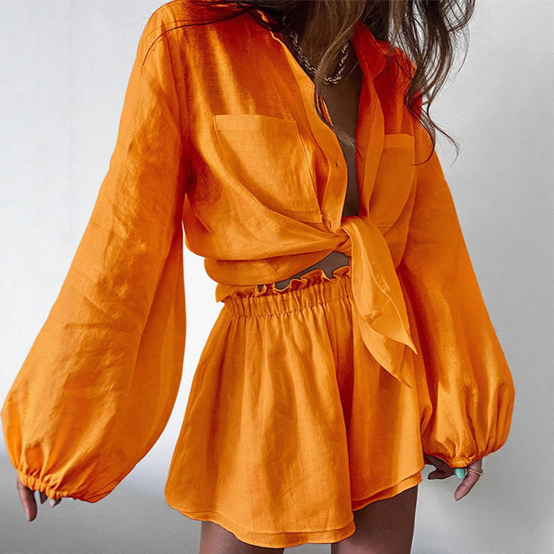 Damen lässiges Leinen Outfit