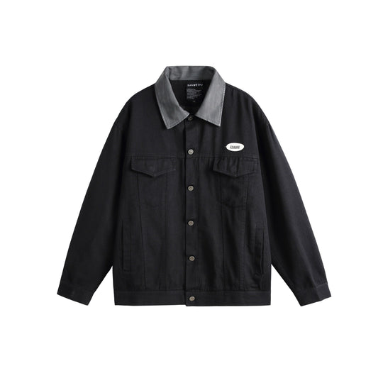 Unisex Oversize Canvas-Hemdjacke mit kontrastierendem Kunstlederkragen Shop Nory