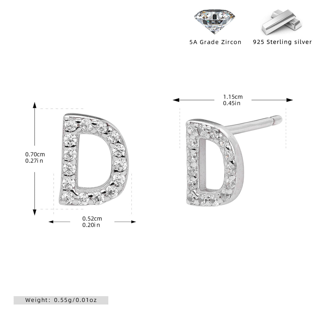 Damen Ohrstecker aus 925 Sterling Silber mit luxuriösem Zirkonbuchstaben R Shop Nory