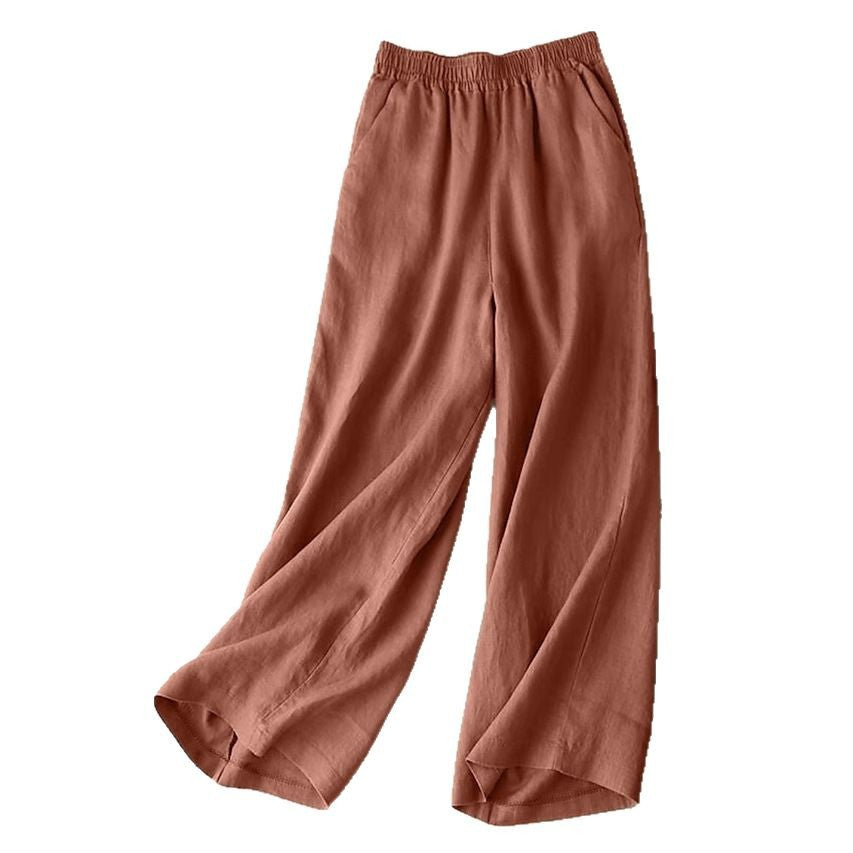 Damen Elegante Freizeithose mit elastischem Bund und seitlichen Taschen Shopnory