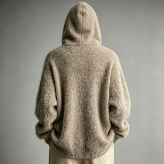 Damen Flauschiger Kapuzen-Cardigan im Mohair-Look mit Knopfleiste Shop Nory