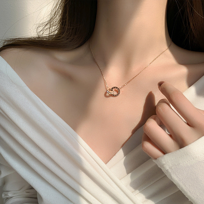 Damen Eleganter Verschlungener Ring Anhänger Halskette Shop Nory