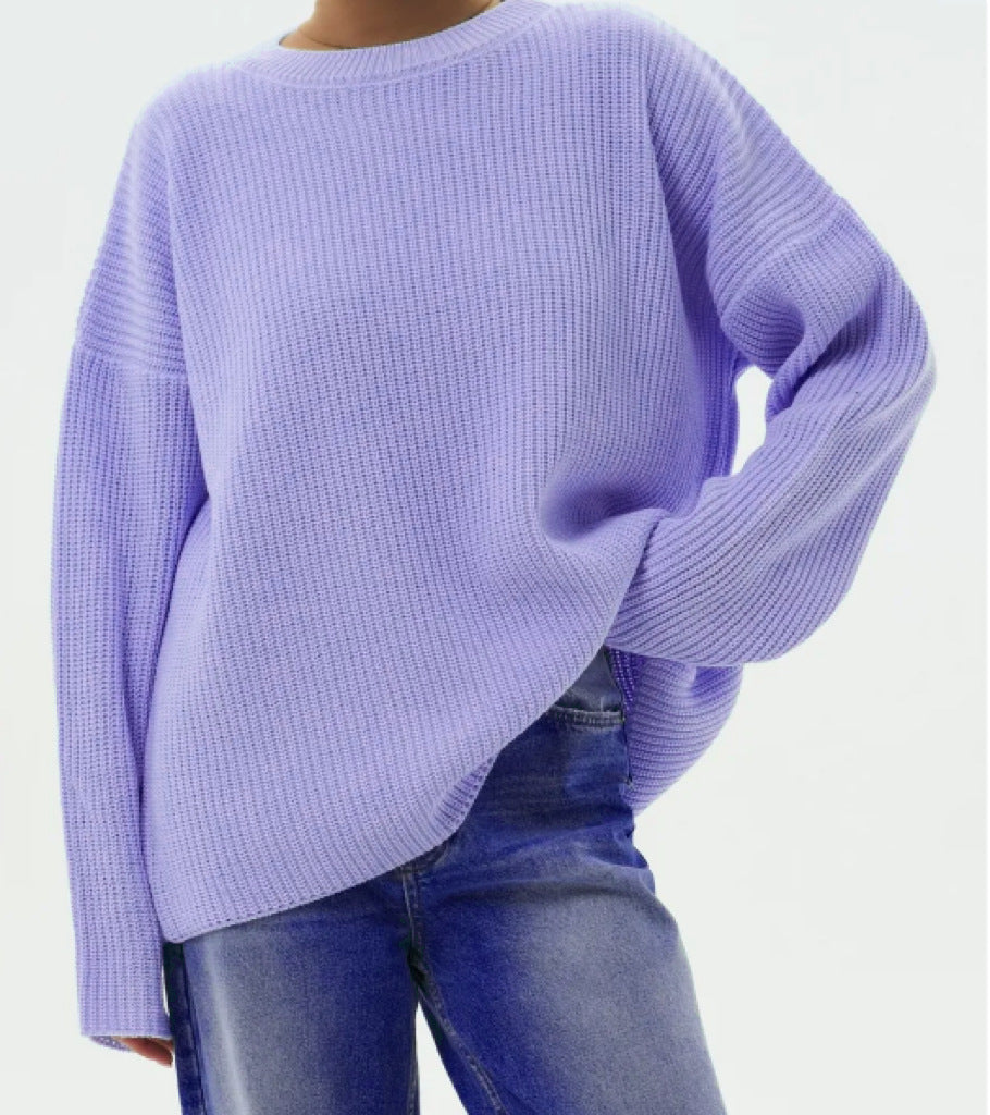 Damen Oversize Strukturstrick-Pullover mit Rundhalsausschnitt und überschnittener Schulter Shop Nory
